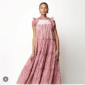 Mi Golondrina X SIL Shop Exclusive Alicia Dress Pink Floral Ruffle Tiered
